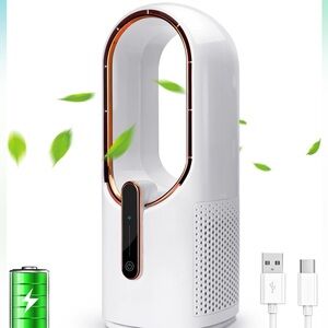 🥕 Open box🥕 Battery Operated,Quiet Desktop Fan Bladeless, 3 Cooling Speeds